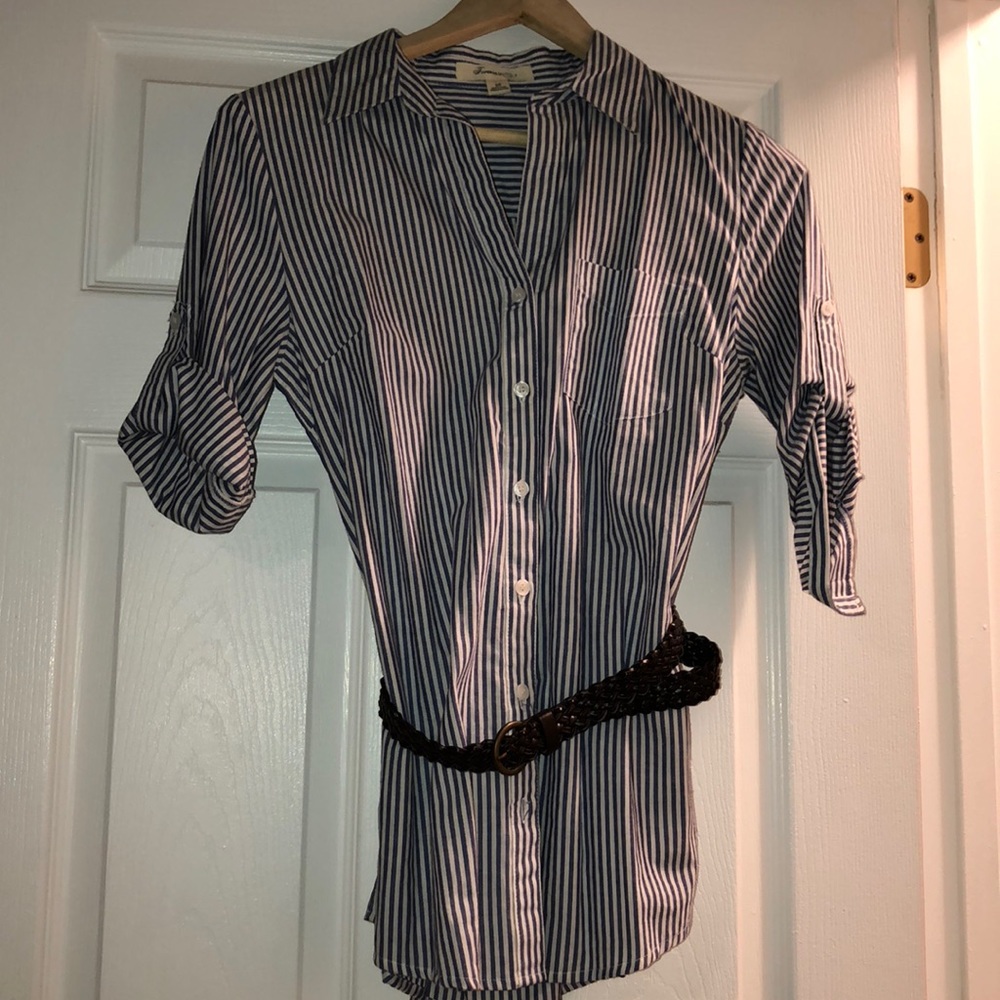 Blue and white stripe top size S